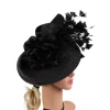 Dramatic Teardrop Disc Cocktail Hat - Image 3