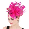 Dramatic Cocktail Hat with Faux Feather - Image 3